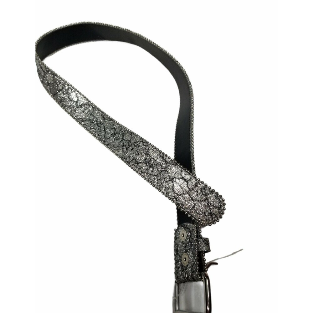TILT Silver/Black Sparkle Bling Belt Silver Metal Buckle M